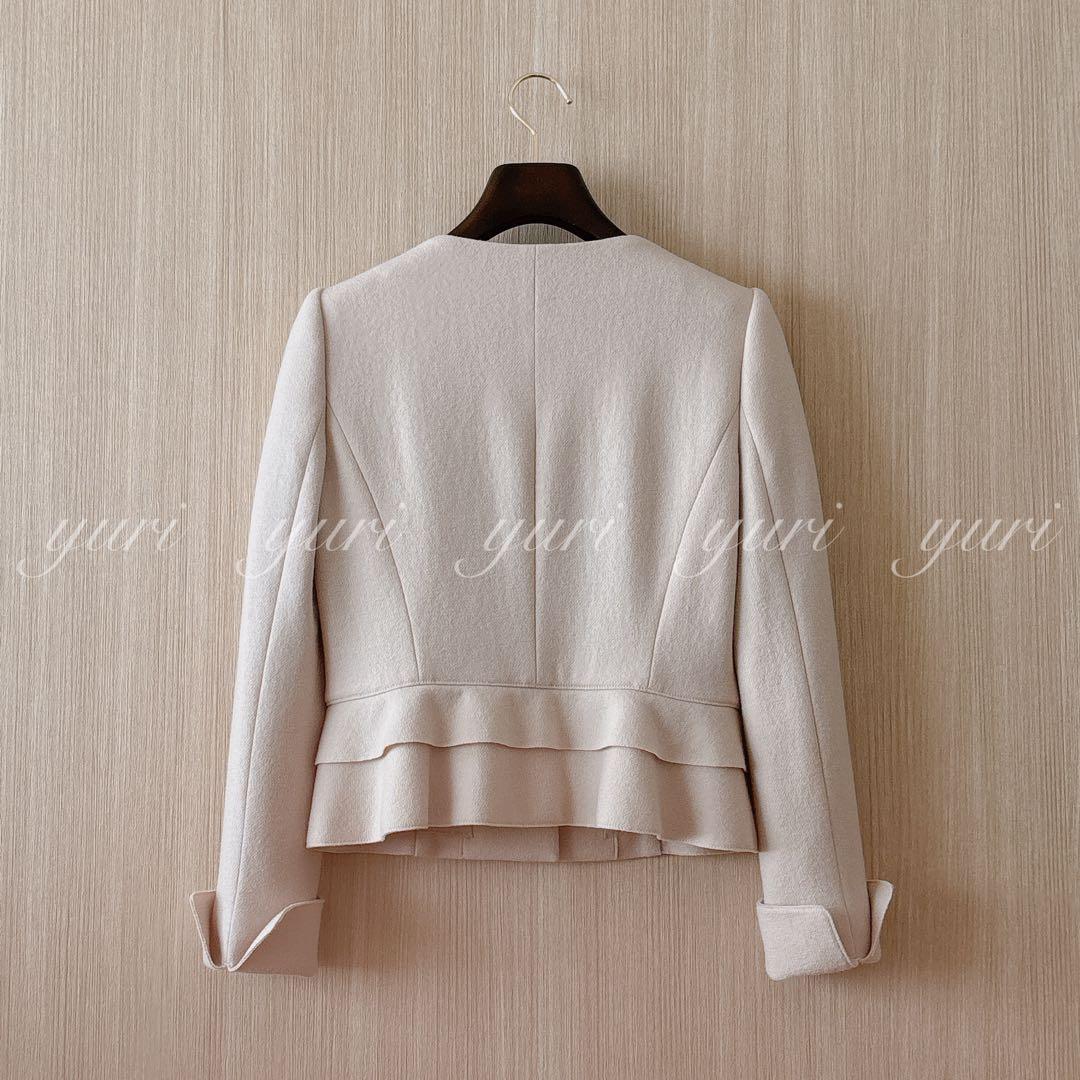 【935】アナイ　ウールペプラムノーカラージャケット　ライトベージュ　36