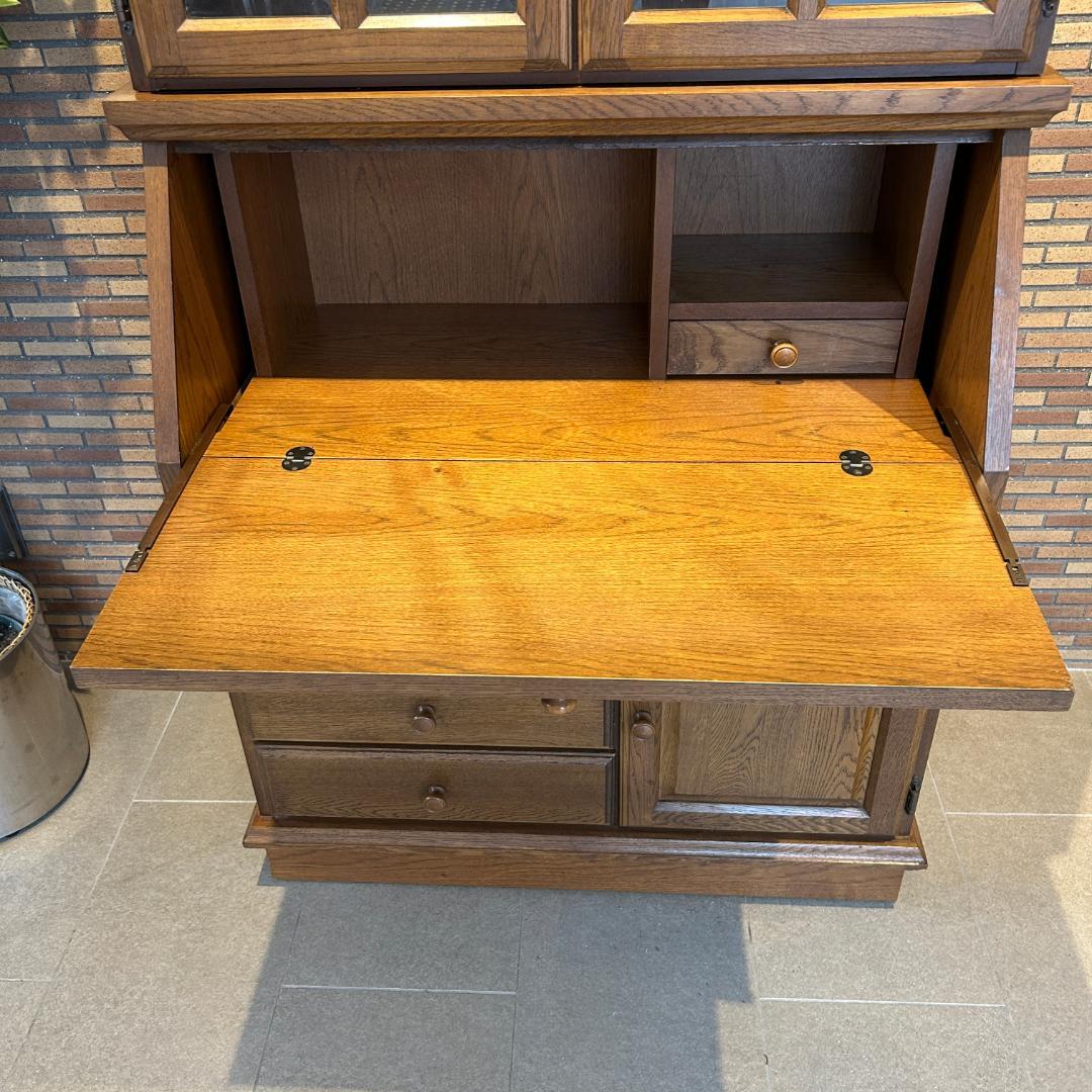 ♥ライティングビューロー　上棚付き　民芸家具　オーク