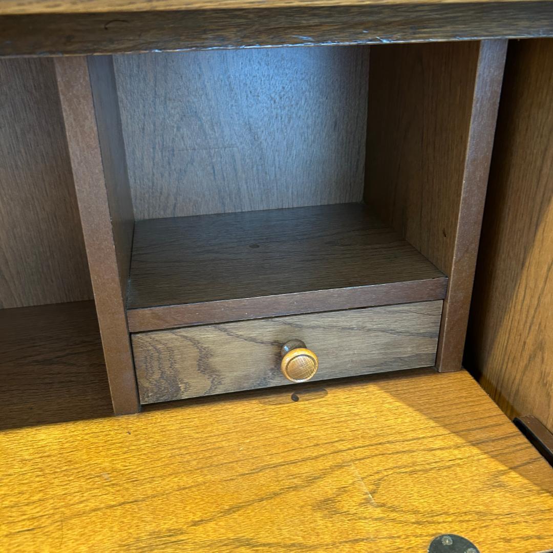 ♥ライティングビューロー　上棚付き　民芸家具　オーク