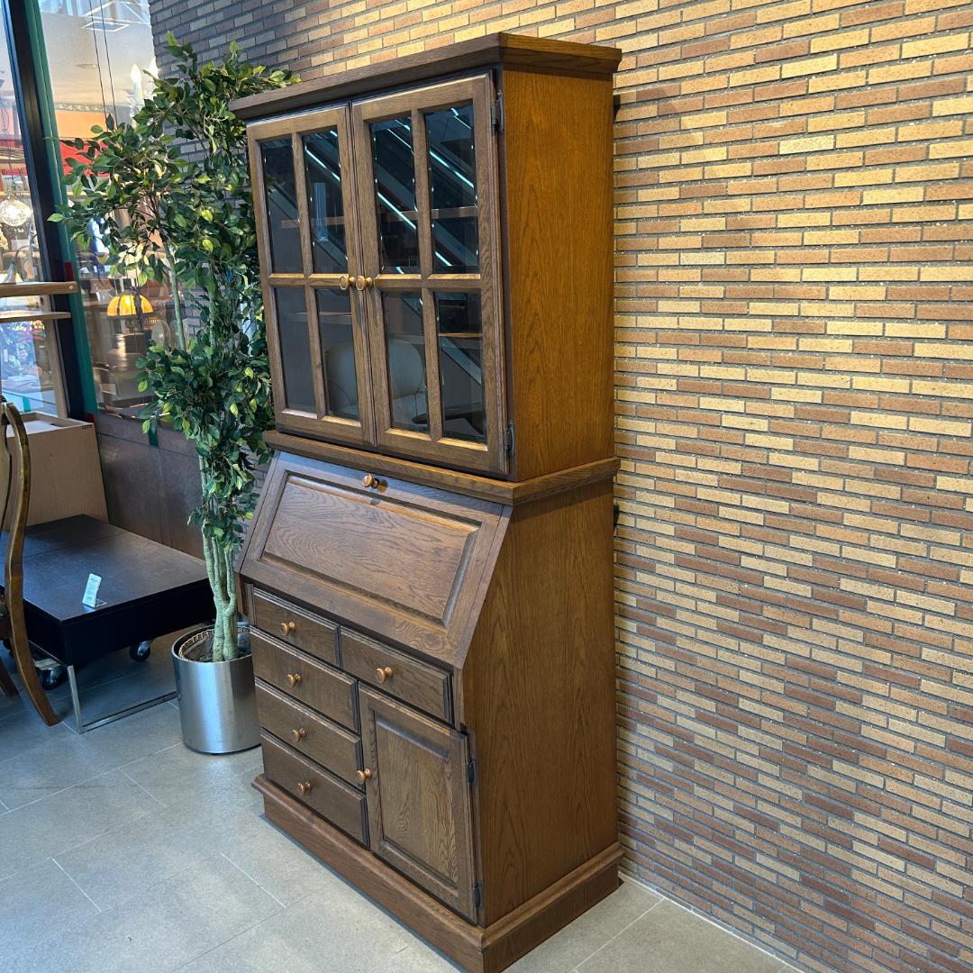 ♥ライティングビューロー　上棚付き　民芸家具　オーク