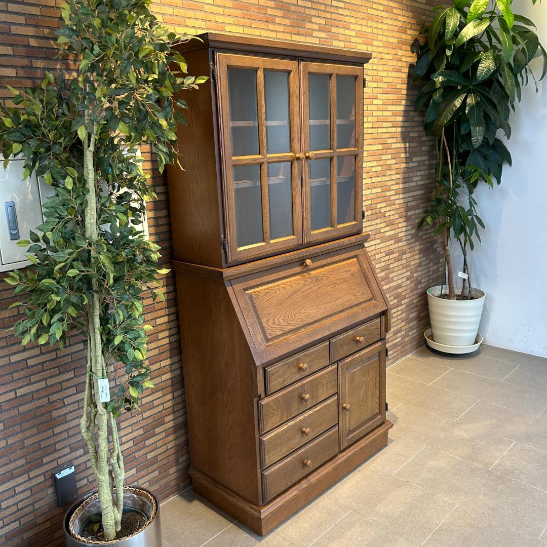 ♥ライティングビューロー　上棚付き　民芸家具　オーク