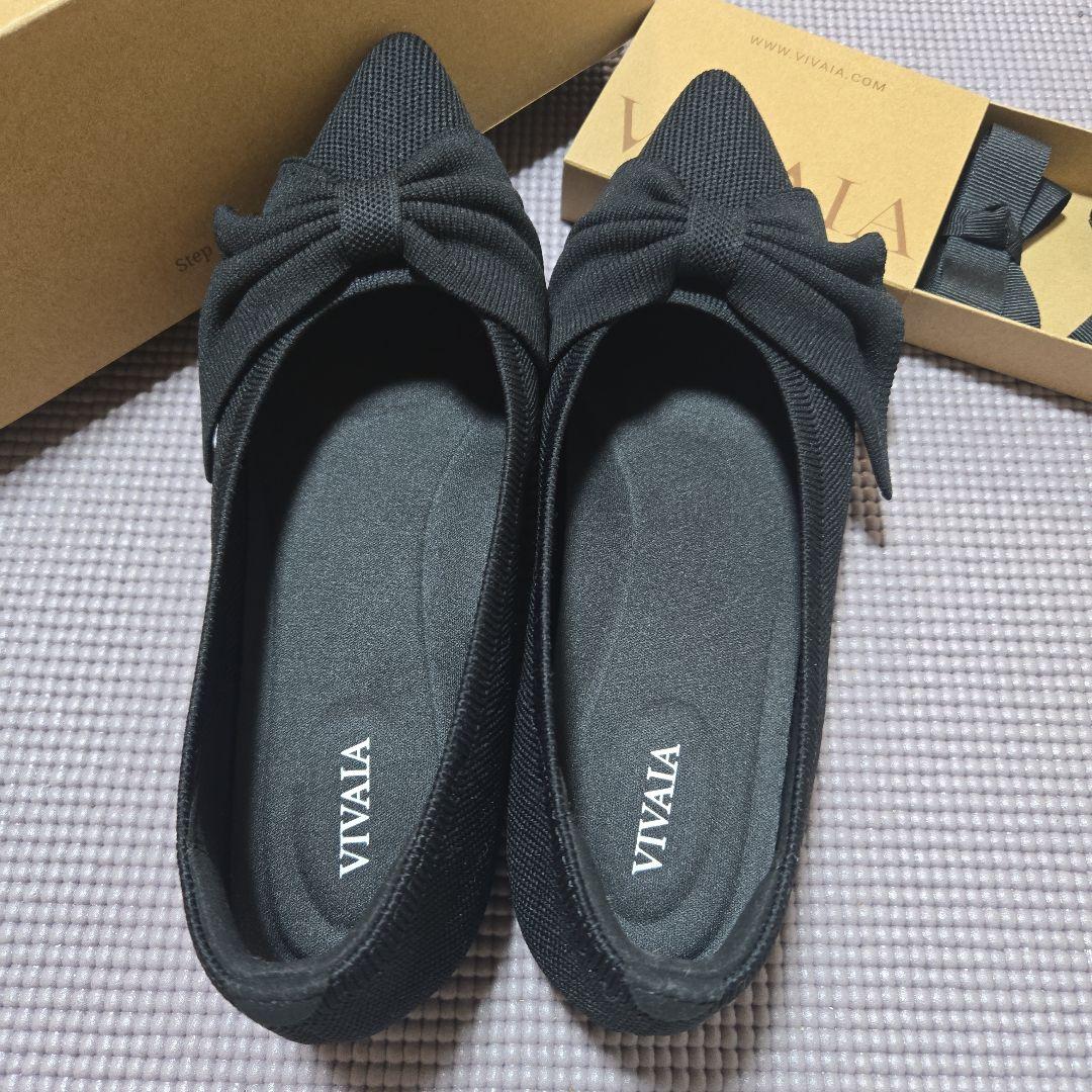 VIVAIA　ヴィヴァイア　ブラック37　リボンフラットシューズ