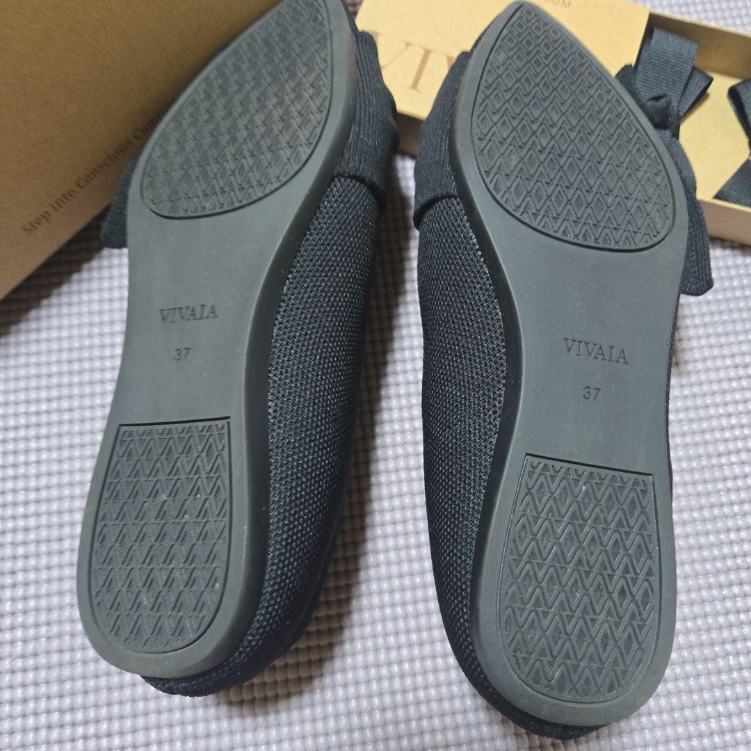 VIVAIA　ヴィヴァイア　ブラック37　リボンフラットシューズ