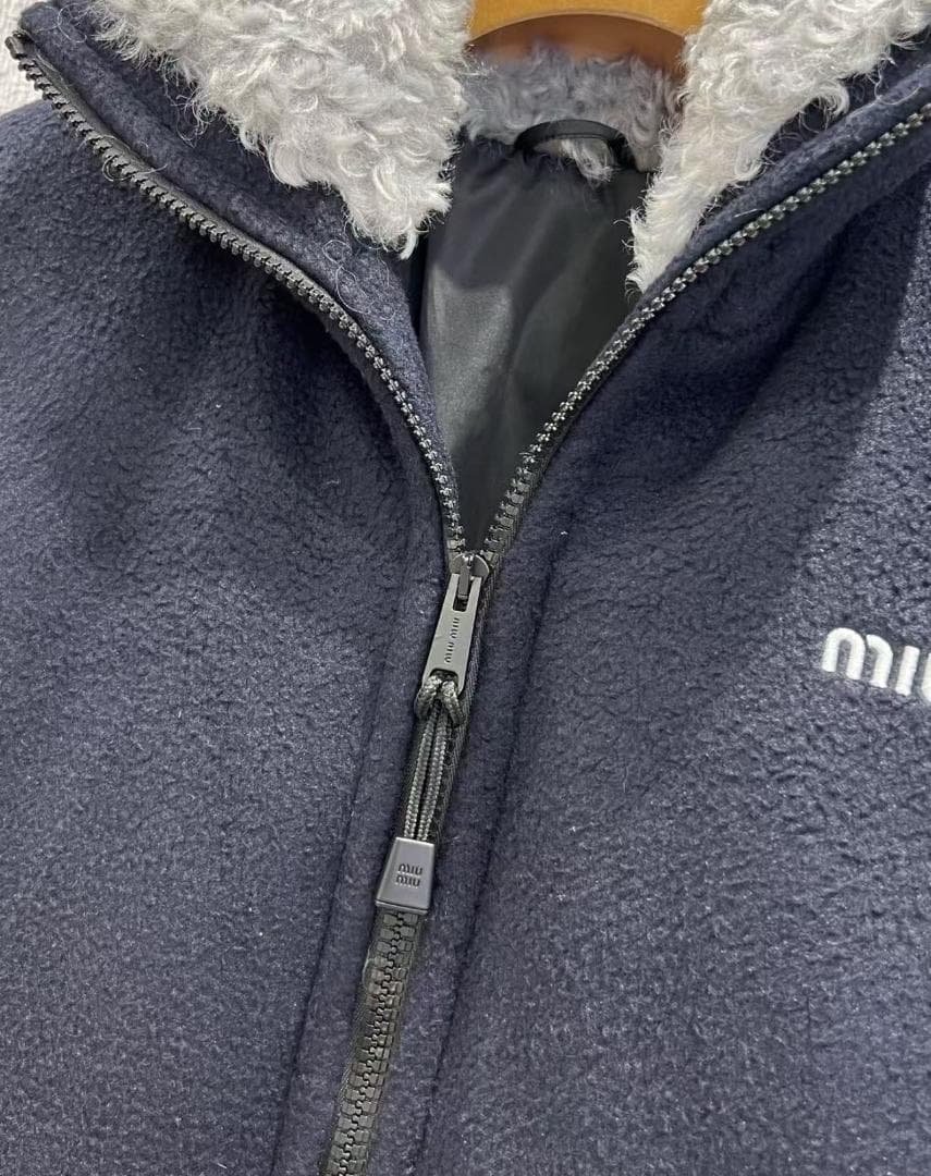 極美品 miu miu ネイビー ジップアップ ジャケット