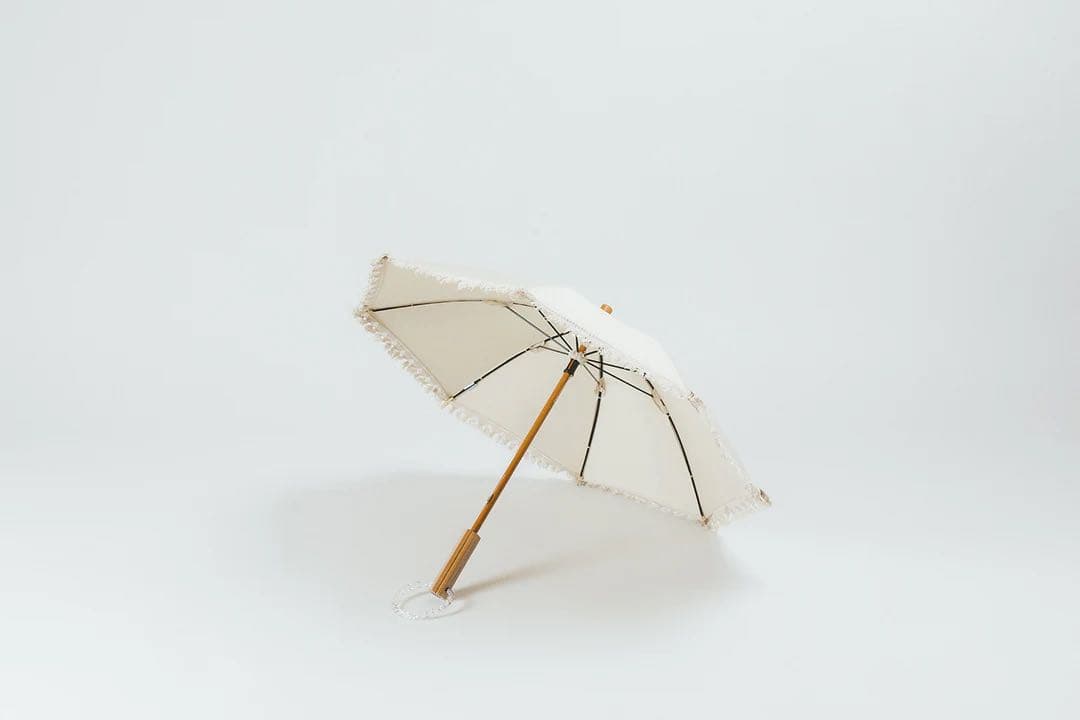 【大森商店】日傘 フリンジ大40cm 白(傘袋付き）