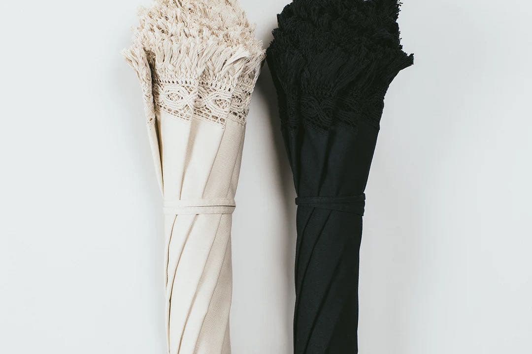 【大森商店】日傘 フリンジ大40cm 白(傘袋付き）