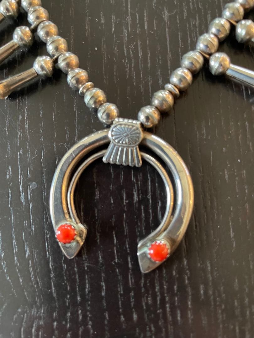 作家物 シルバー925 珊瑚 ボーンチョーカー