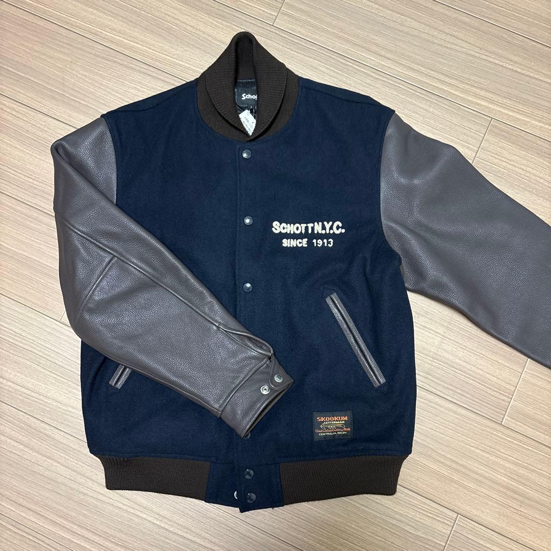 ス*ん様 「タグ付き新品」 Schott × SKOOKUM レザースタジャン