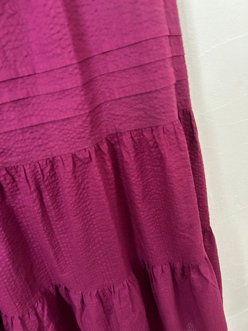 バンヤードストーム　パープル系　コットン　フレアワンピース　インナー付き