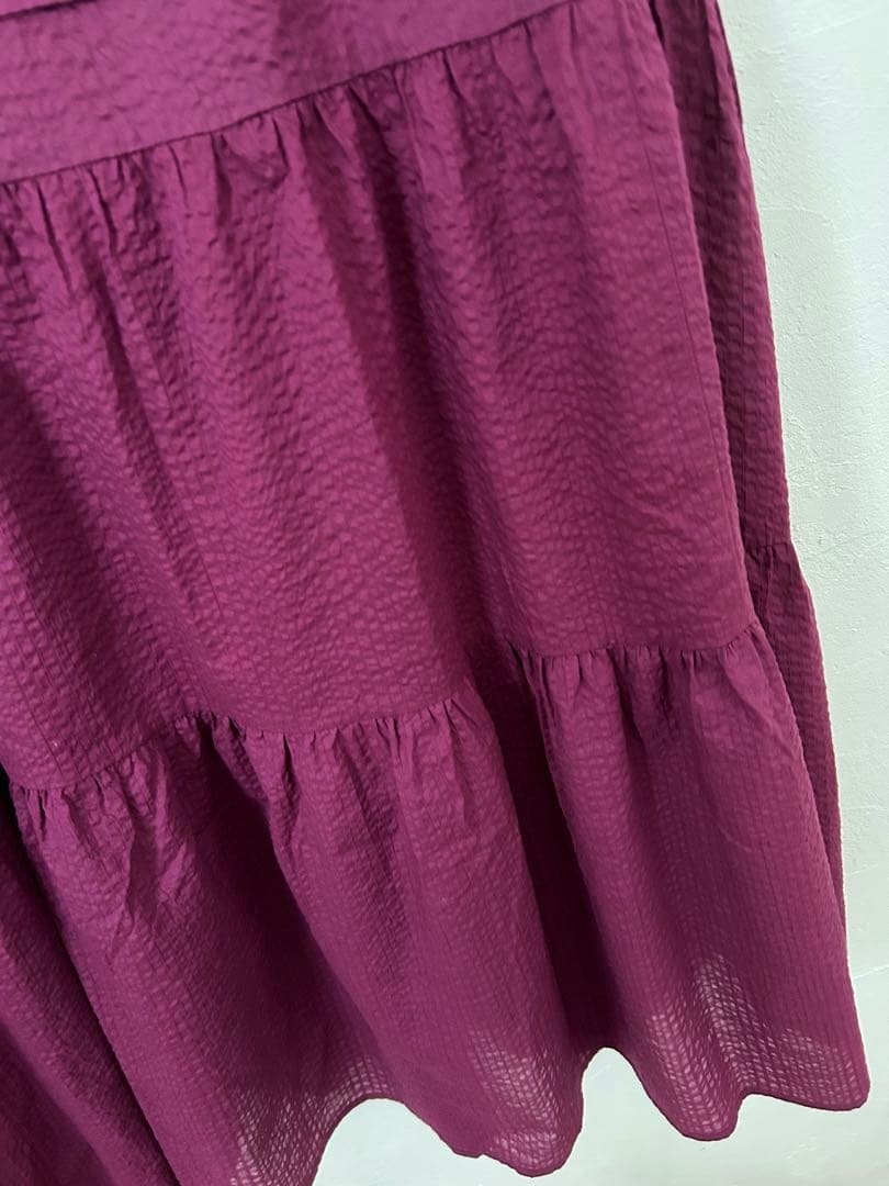 バンヤードストーム　パープル系　コットン　フレアワンピース　インナー付き