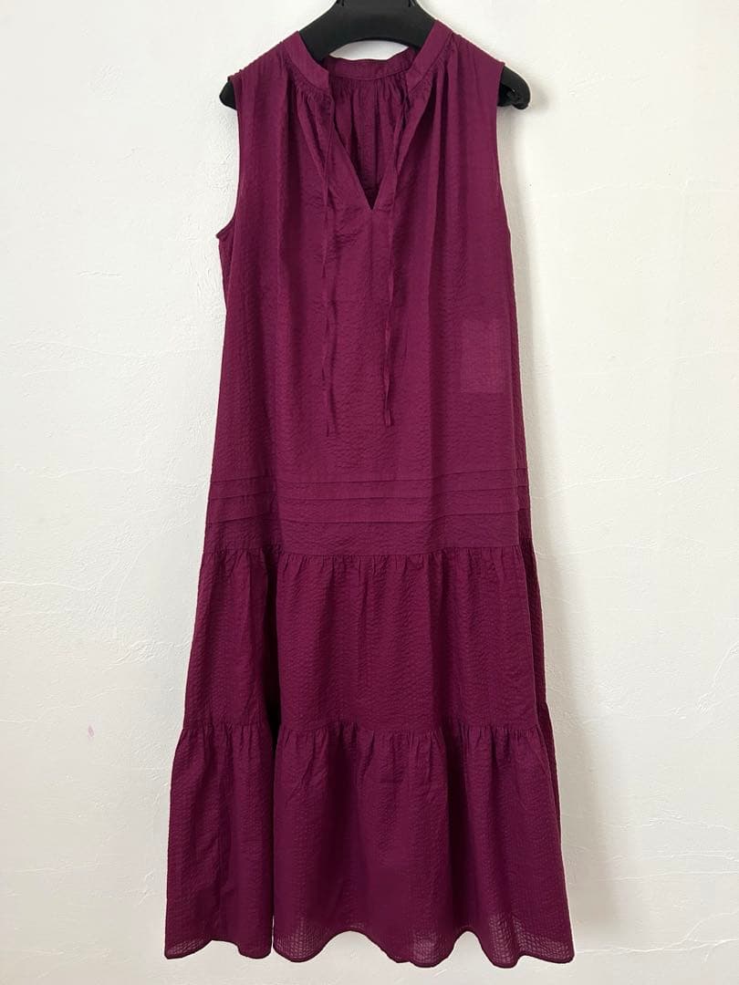 バンヤードストーム　パープル系　コットン　フレアワンピース　インナー付き