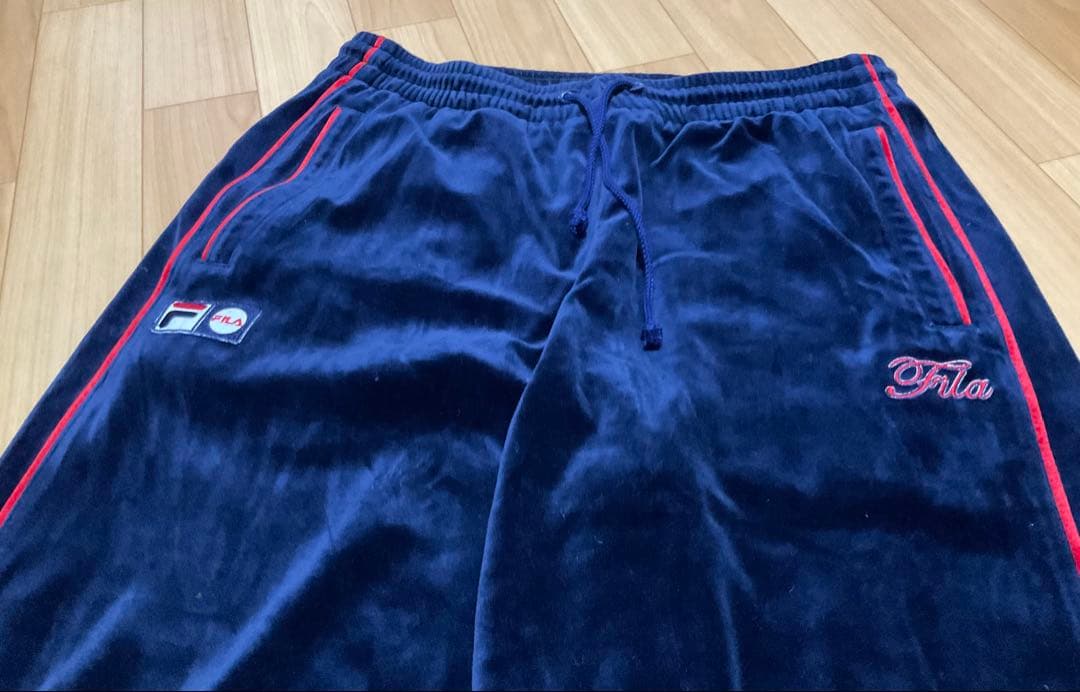 フィラFILA(ネイビー)ベロア上下ジャージXLサイズ
