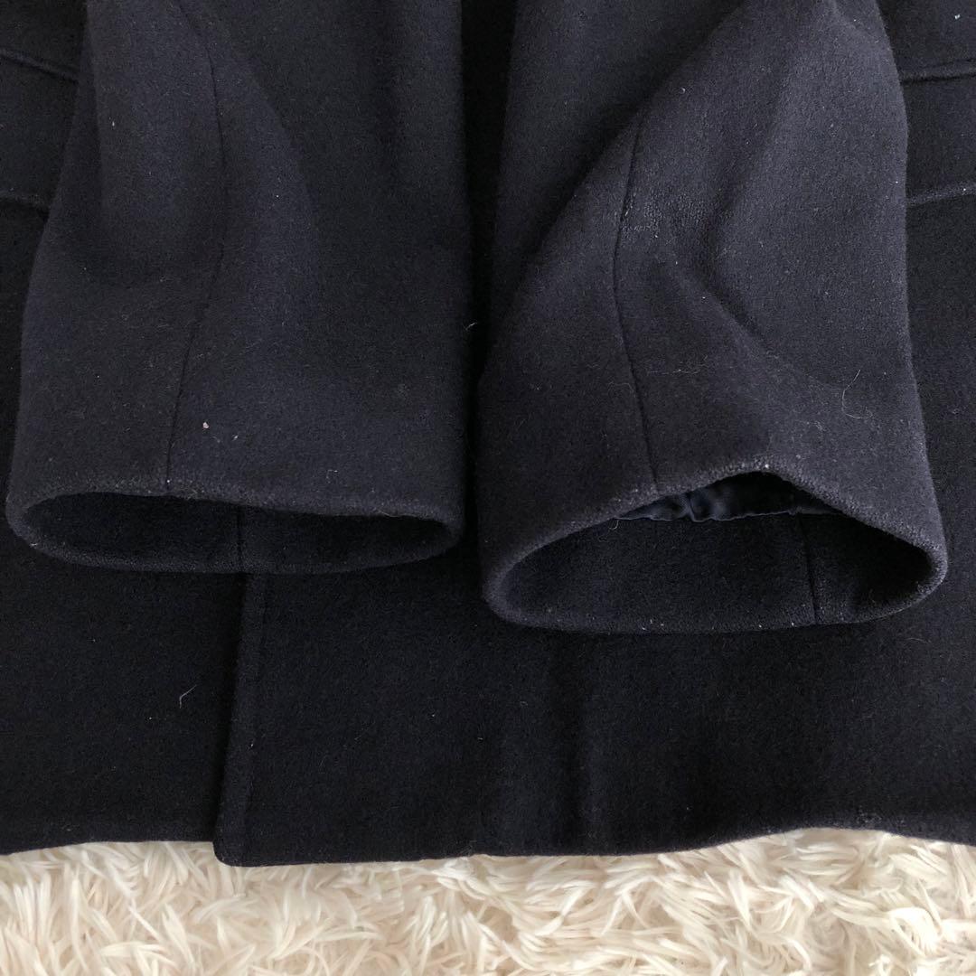 イギリス製　トラヤ　カシミヤ混ウールピーコート　ネイビー　TORAYA