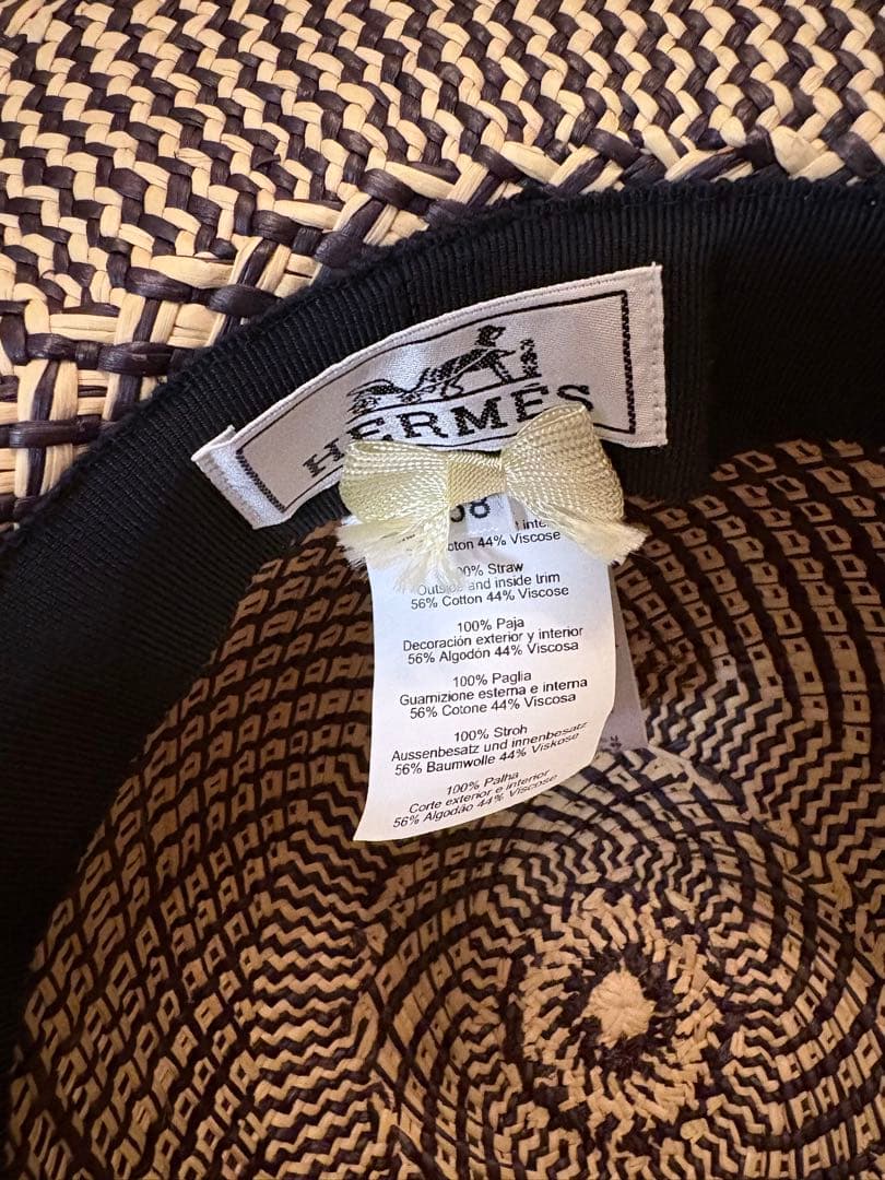 超美品エルメス ハット ストローハット サイズ58 HERMES 麦わら帽子