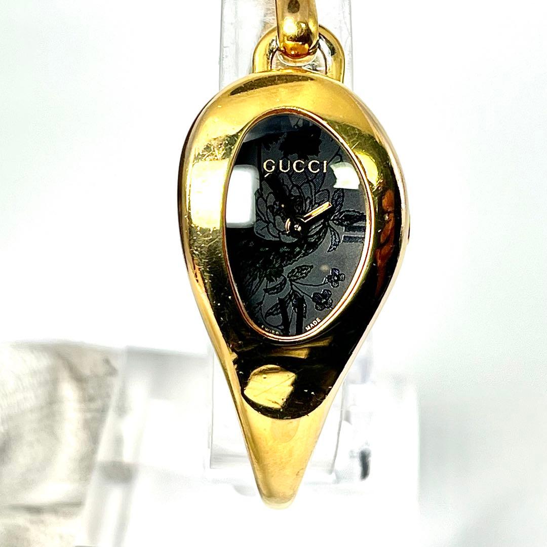 【付属品あり/稼働品】グッチ フローラ 103 バングルウォッチ ゴールド