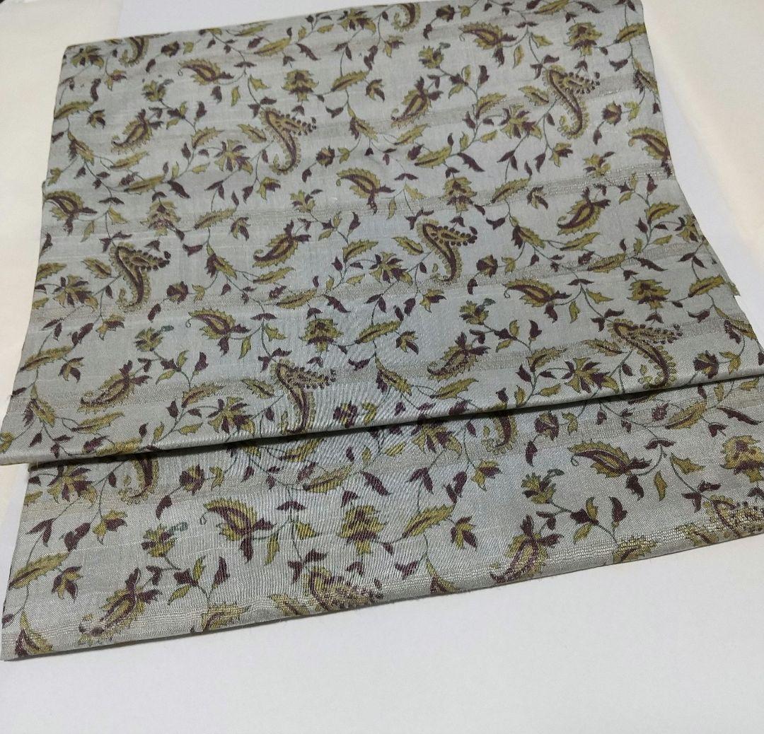 今月末迄お値下げ。絹100%野蚕紙タッサーシルク証紙付名古屋帯仕立て上がり新品