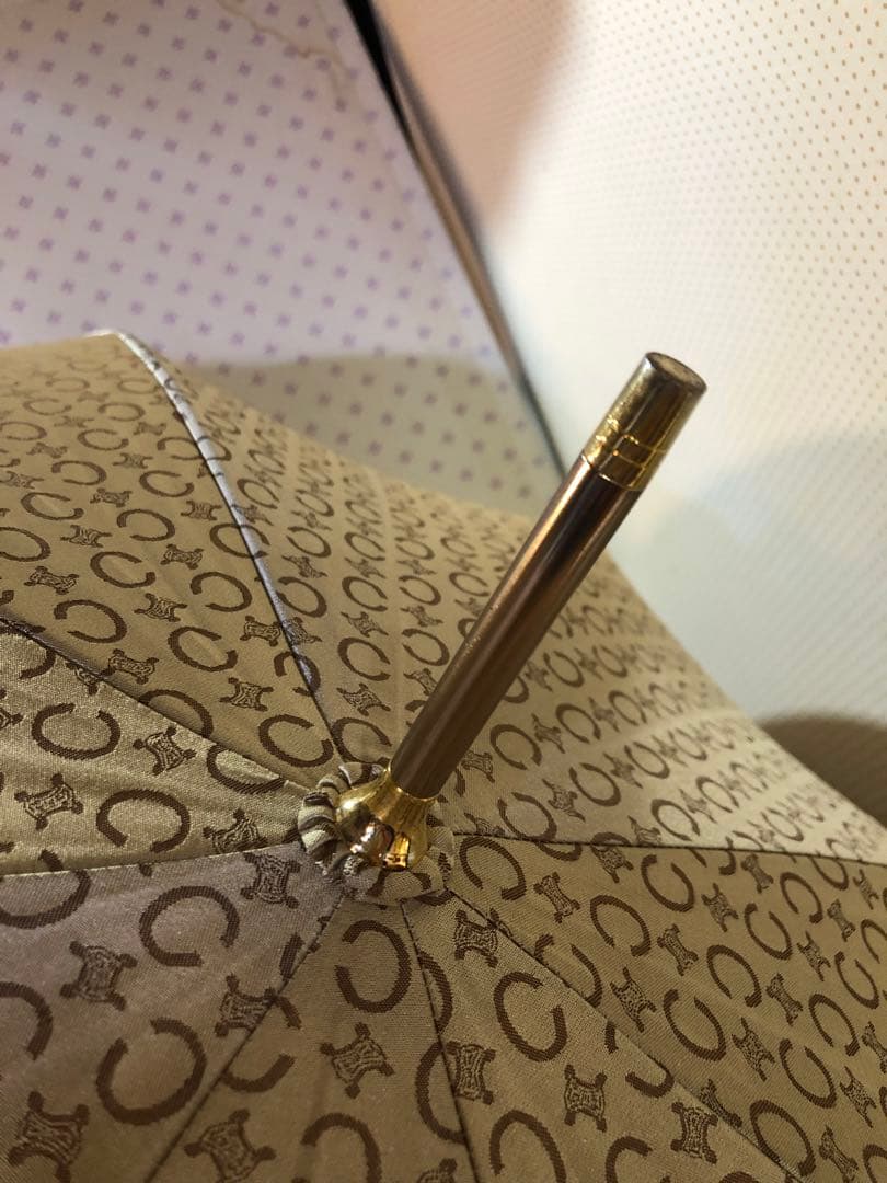 セリーヌ CELINE 長傘 トリオンフCマカダム 総柄 ベージュ 90cm