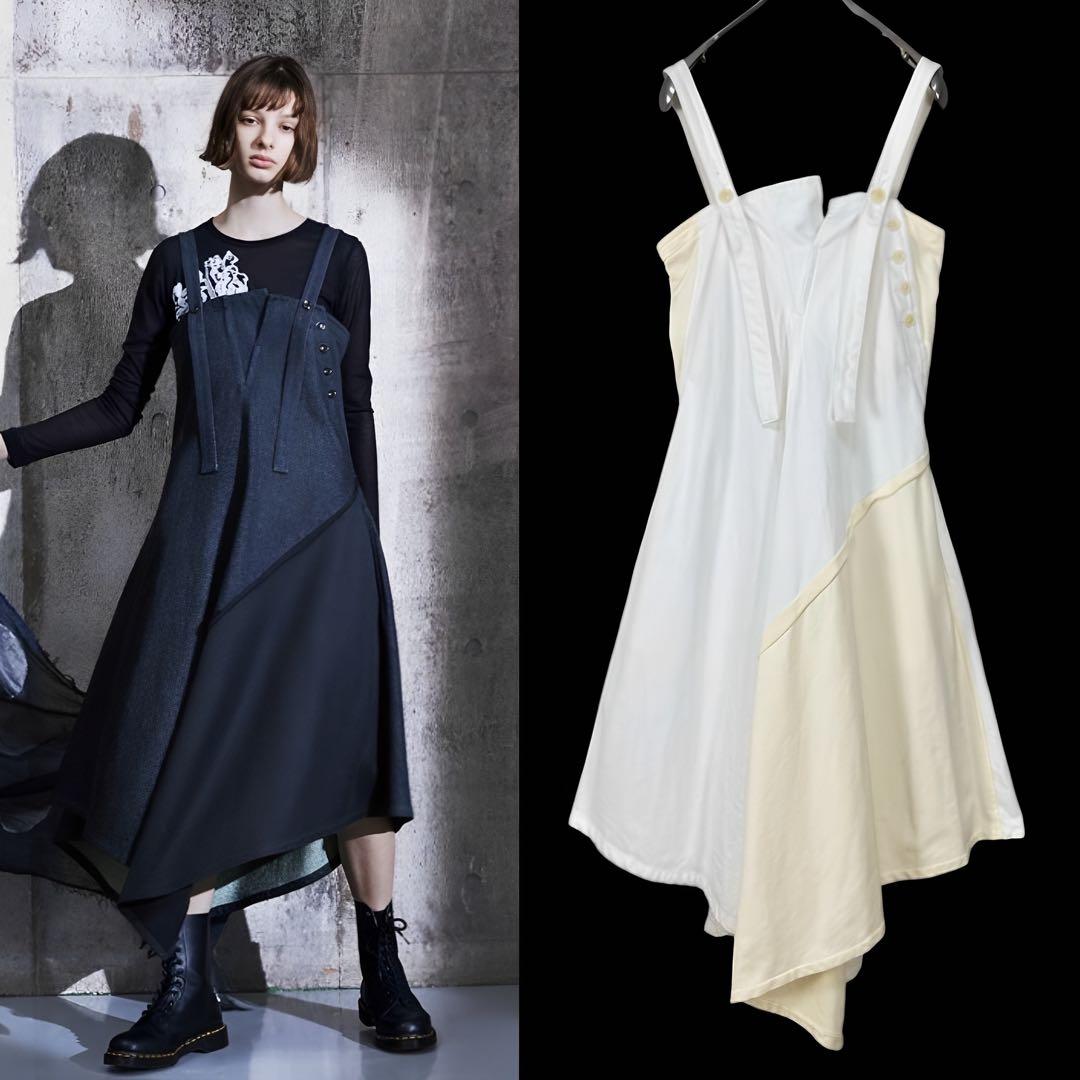 ワンピース Y's 10OZDENIM FLEECE SHOULDER LACE DRESS