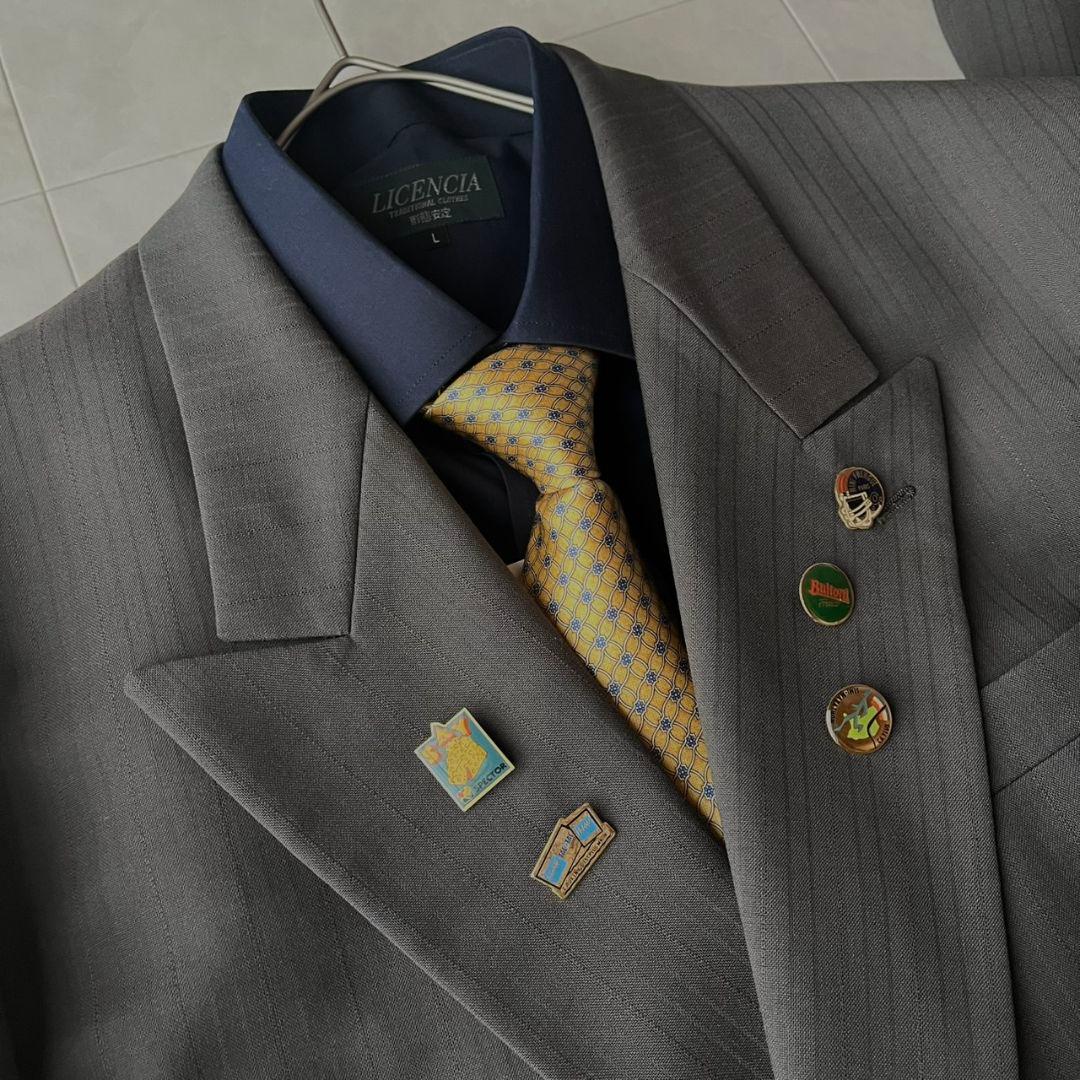 極上ウール D'URBANダブルブレストスーツ 豪華5点セット ピンズ