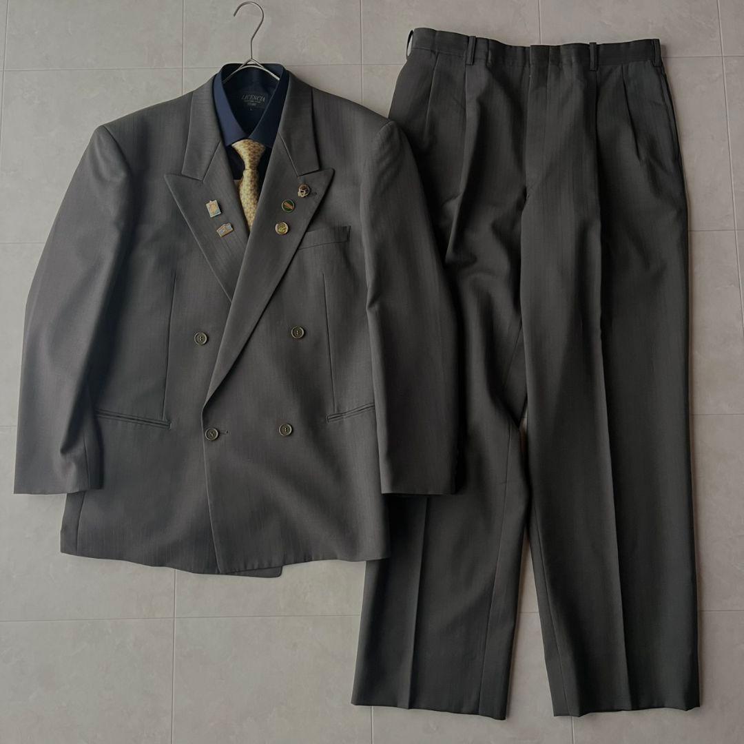 極上ウール D'URBANダブルブレストスーツ 豪華5点セット ピンズ