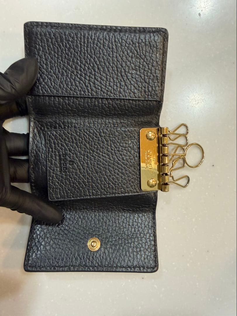 GUCCI キーケース GG 黒/ベージュ グッチ