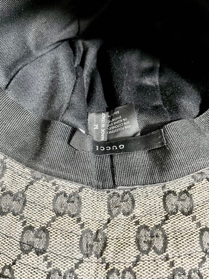 美品 GUCCI GGパターン バケットハット グレー/ブラック