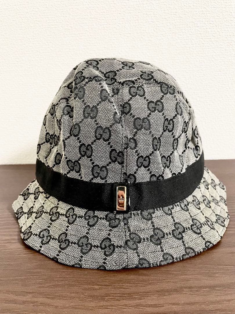 美品 GUCCI GGパターン バケットハット グレー/ブラック