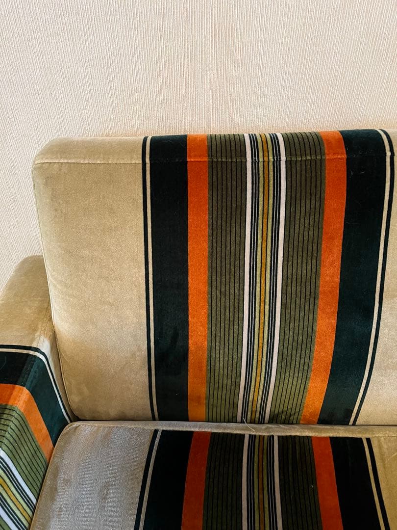 レトロ ストライプ 2人掛けソファ