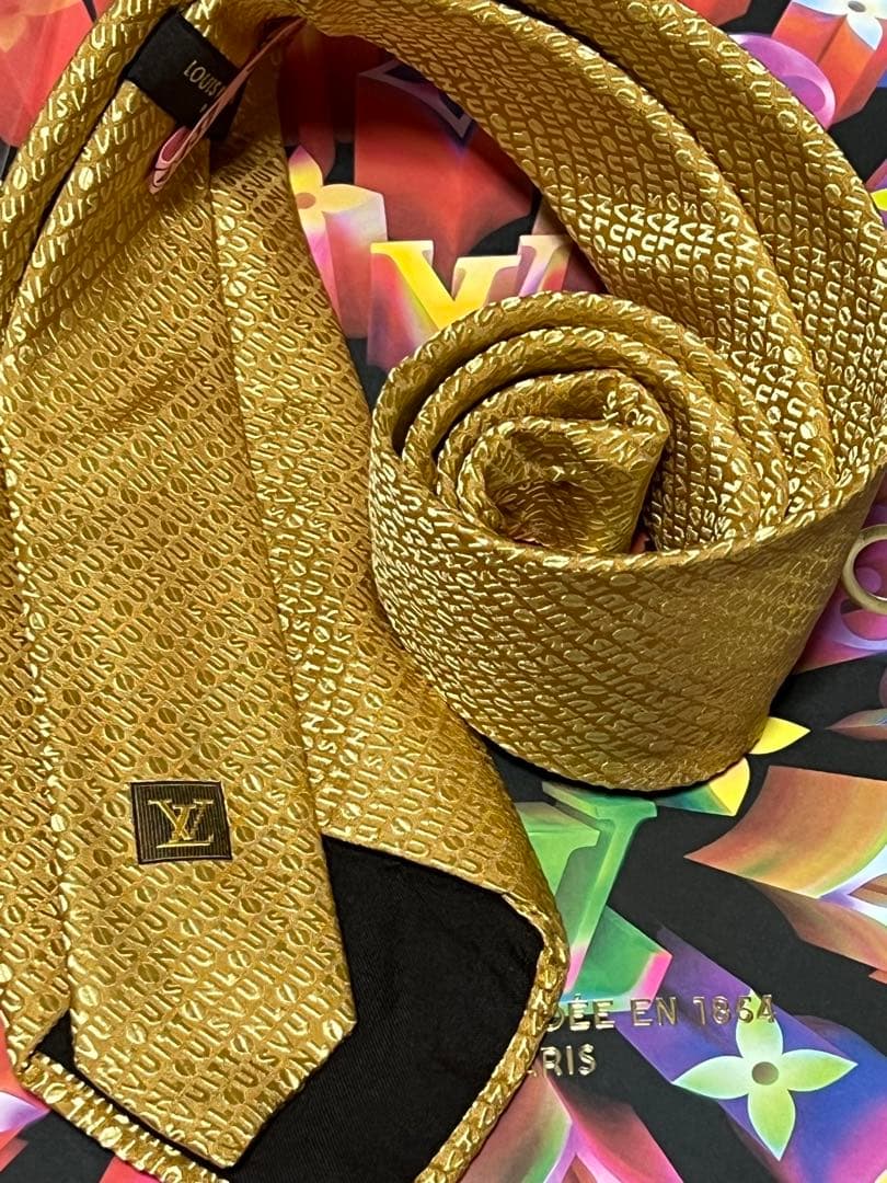 LOUIS VUITTON ゴールド モノグラム ネクタイ
