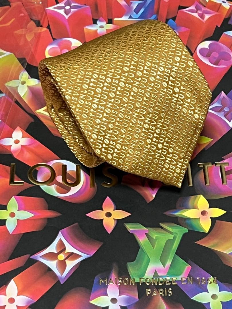 LOUIS VUITTON ゴールド モノグラム ネクタイ