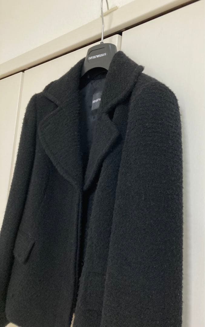 ☆エンポリオアルマーニ☆ ボア生地 ブラック テーラードジャケット