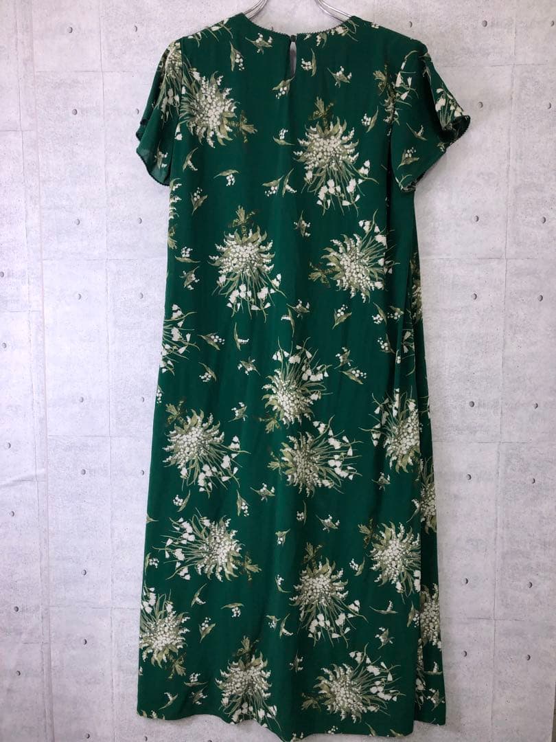 KANeko Isao 古着 すずらん柄 ピコフリル 半袖 ロングワンピース