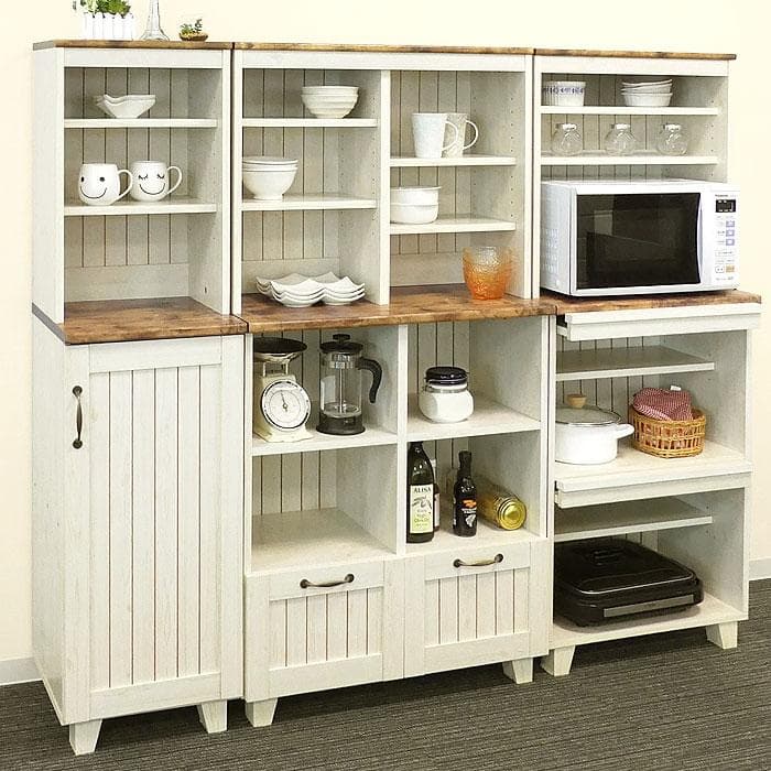 カントリースタイル フラップキャビネット 食器棚/収納棚 W60