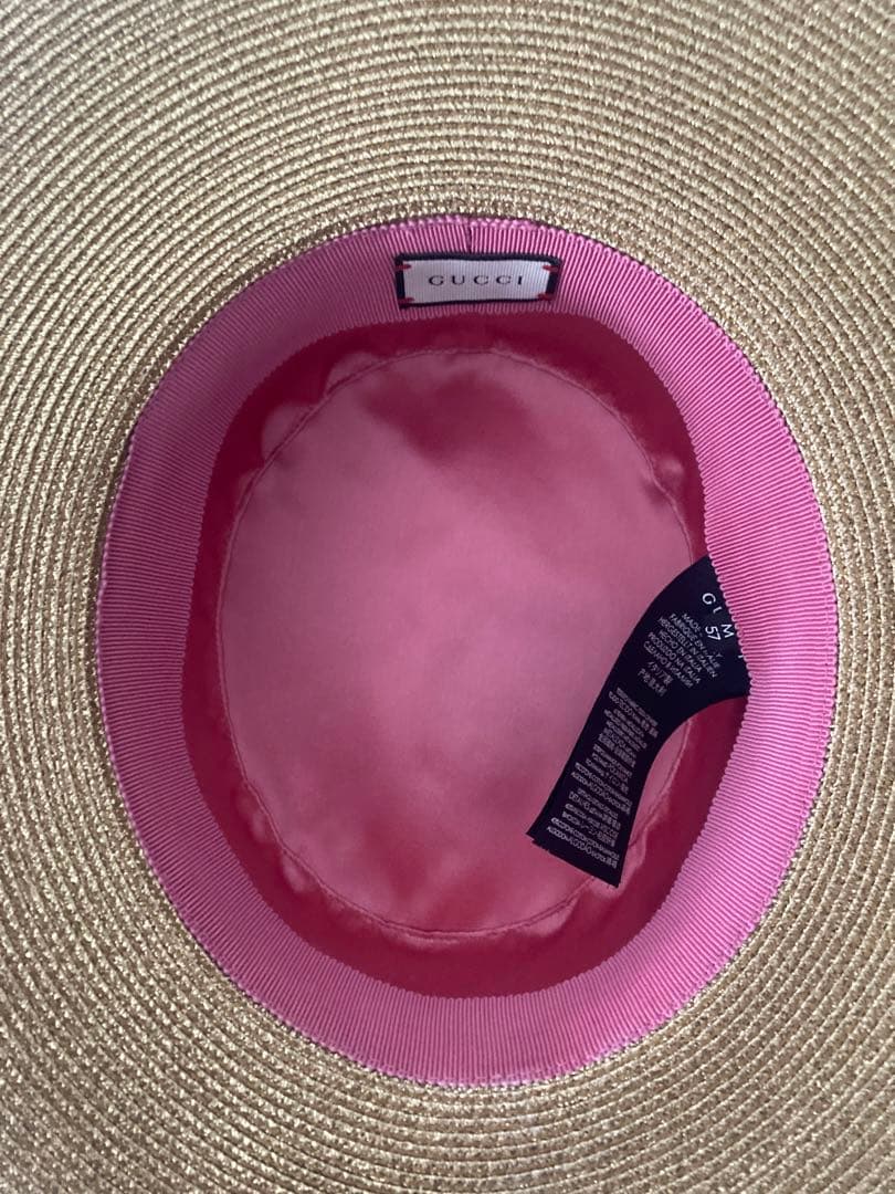 GUCCI ストローハット 黒リボン