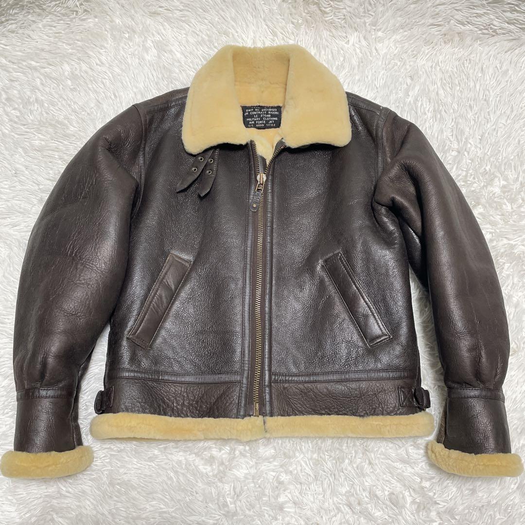 B-3 ムートンジャケット　フライトジャケット　レザー　L 羊革　本革