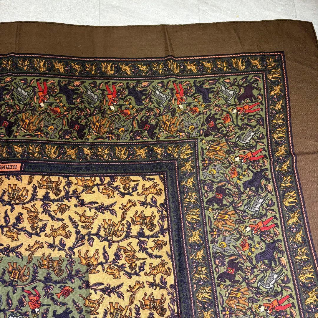 極美品 HERMES エルメス カレ140 カシシル インドの狩猟 カレジュアン