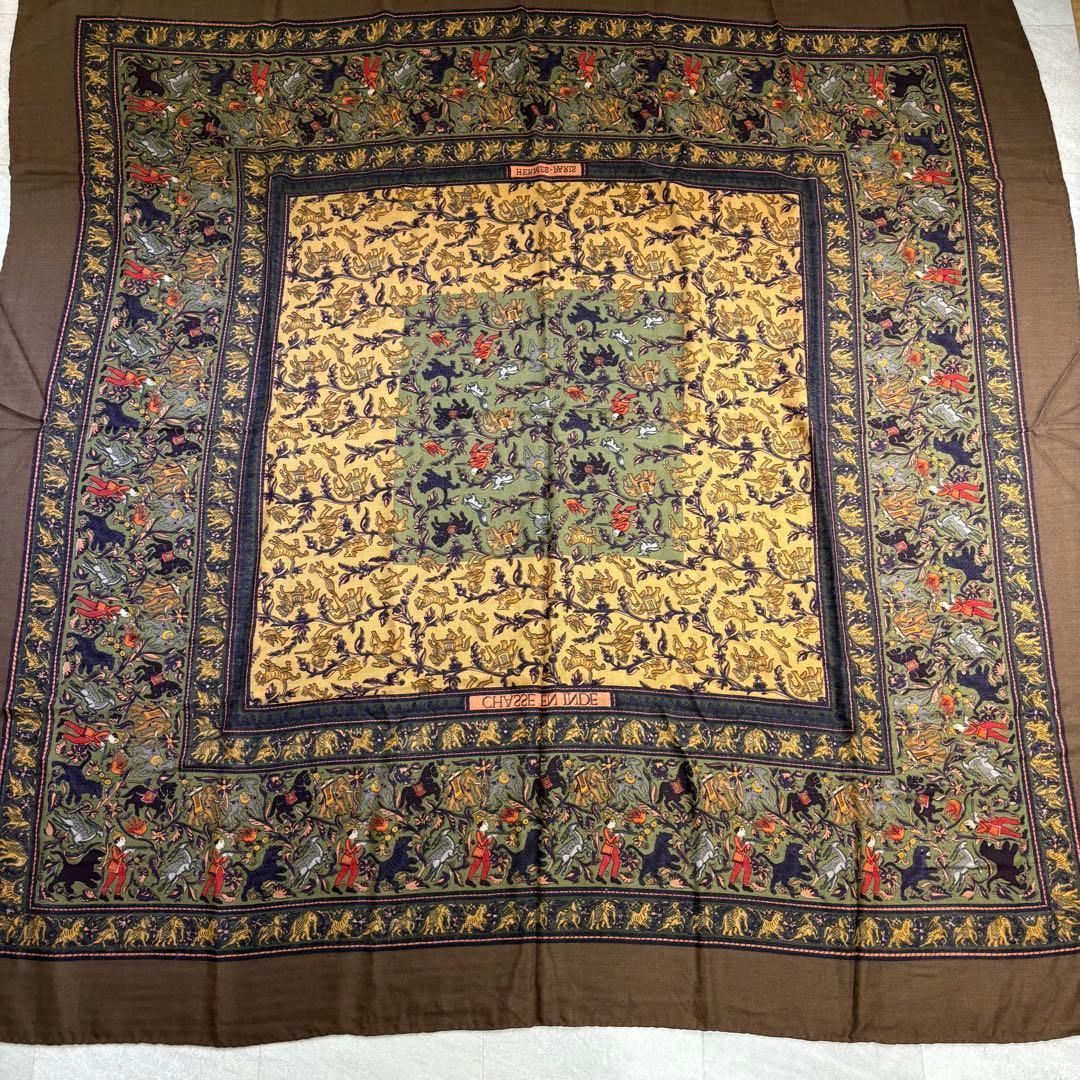 極美品 HERMES エルメス カレ140 カシシル インドの狩猟 カレジュアン