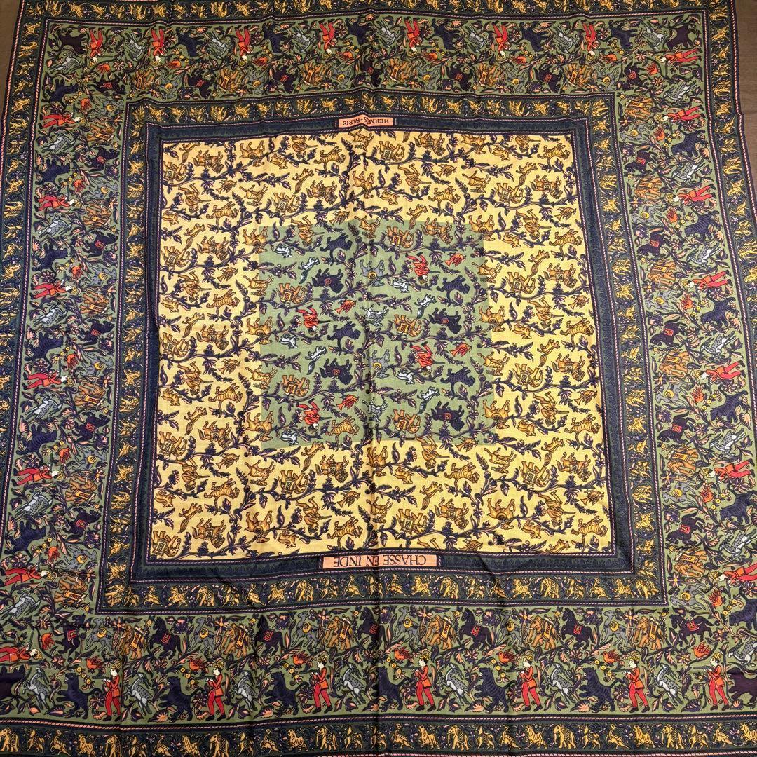 極美品 HERMES エルメス カレ140 カシシル インドの狩猟 カレジュアン