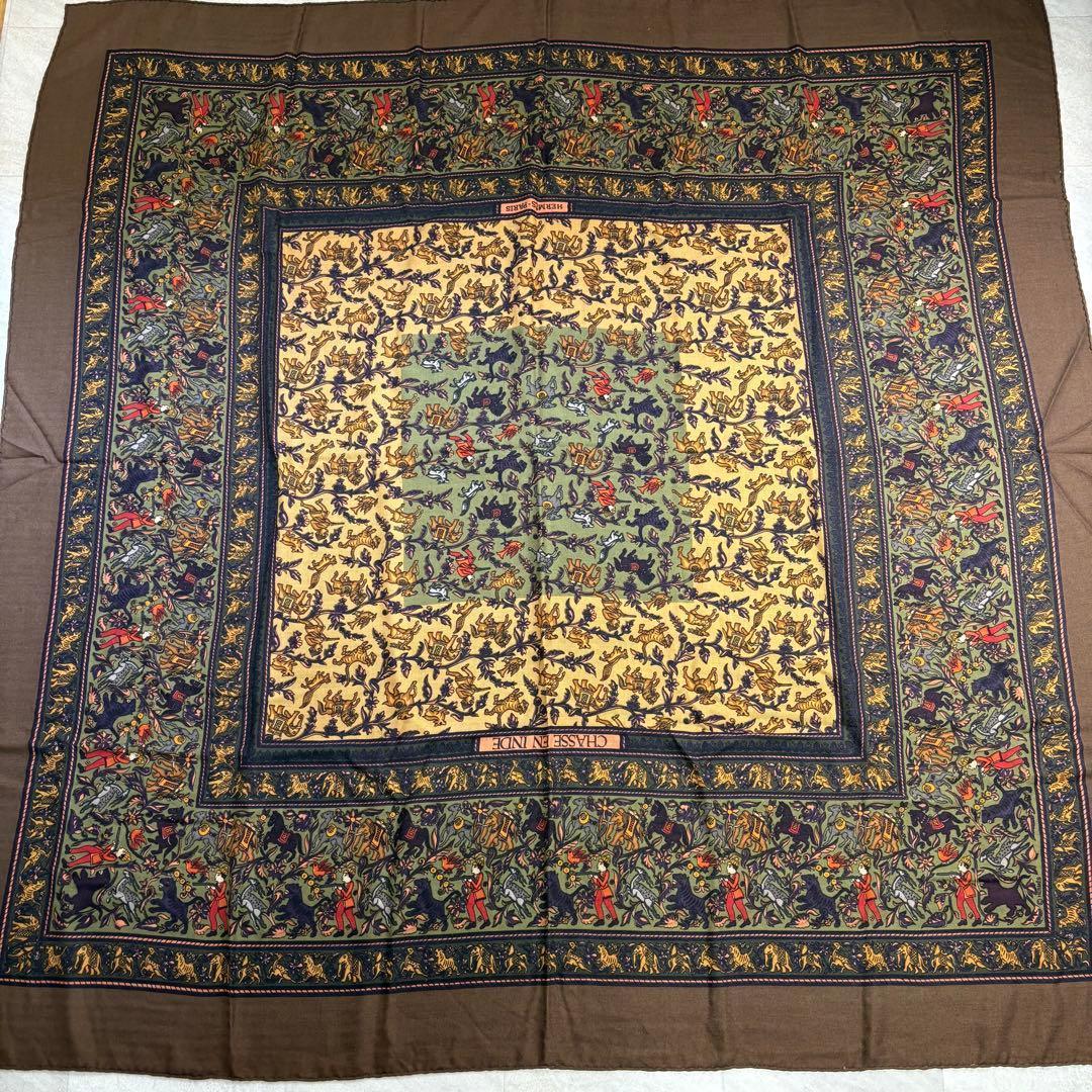 極美品 HERMES エルメス カレ140 カシシル インドの狩猟 カレジュアン