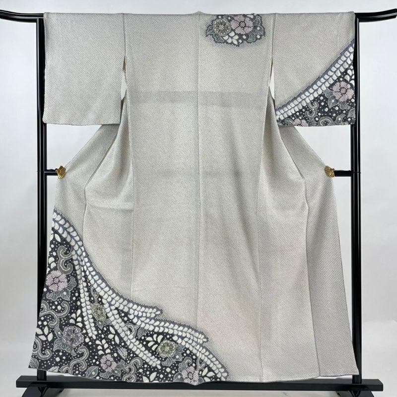 藤娘きぬたや 薄グレー 総絞り 下り藤 訪問着