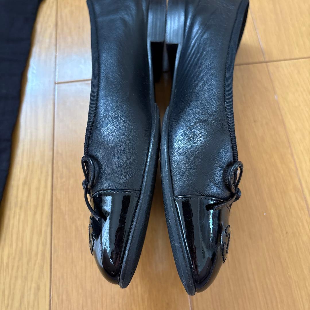CHANEL バレエフラットシューズ 37.5 ブラック