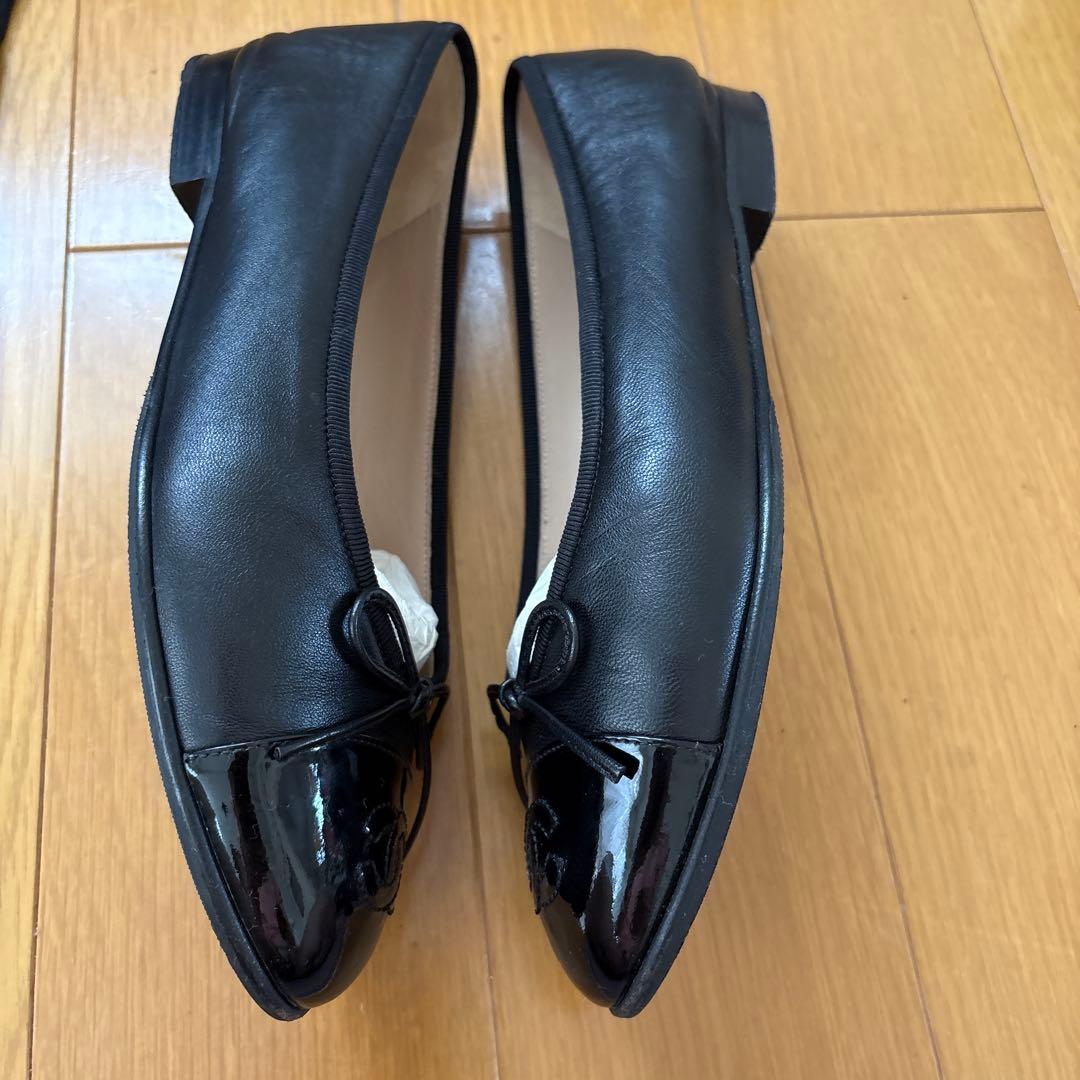 CHANEL バレエフラットシューズ 37.5 ブラック