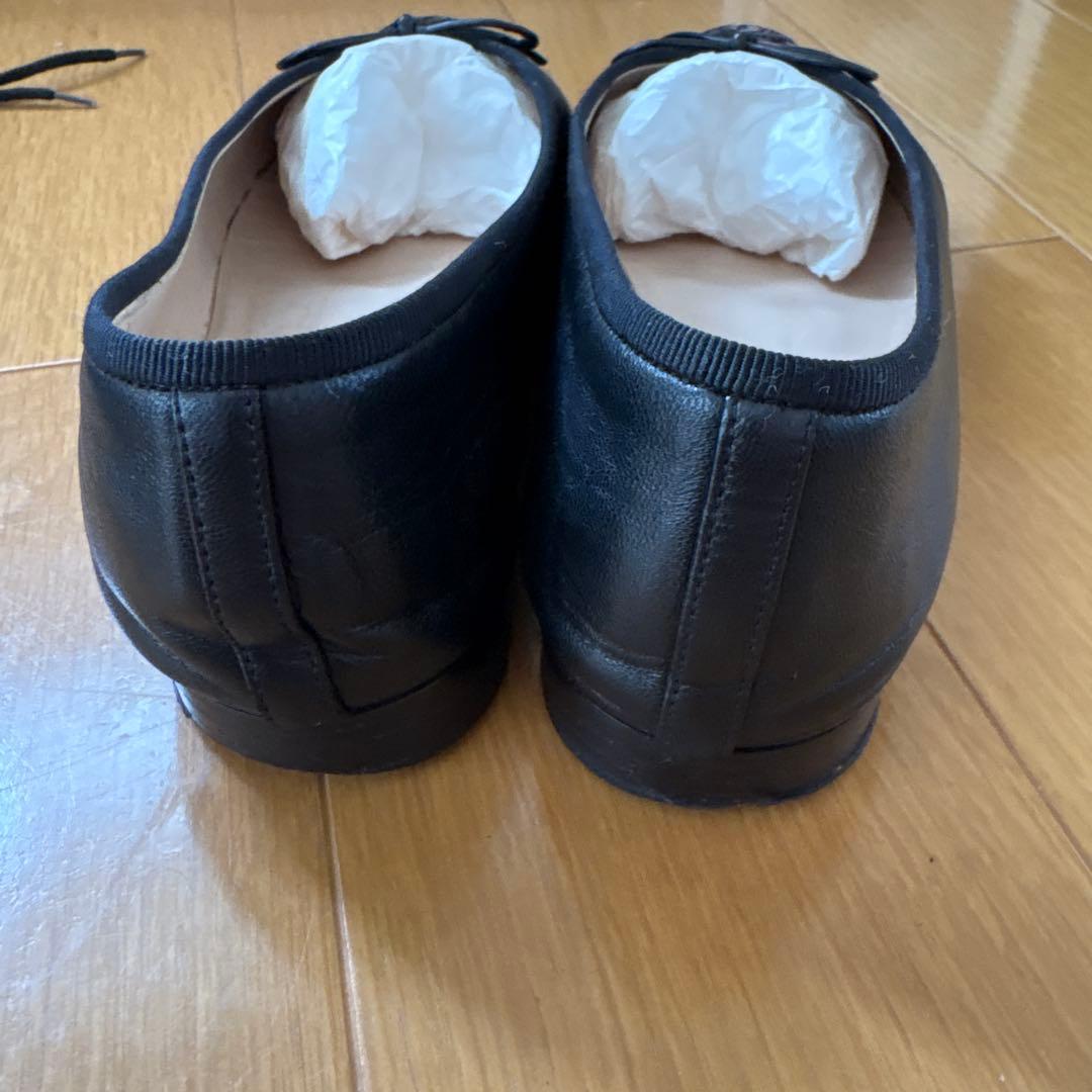 CHANEL バレエフラットシューズ 37.5 ブラック