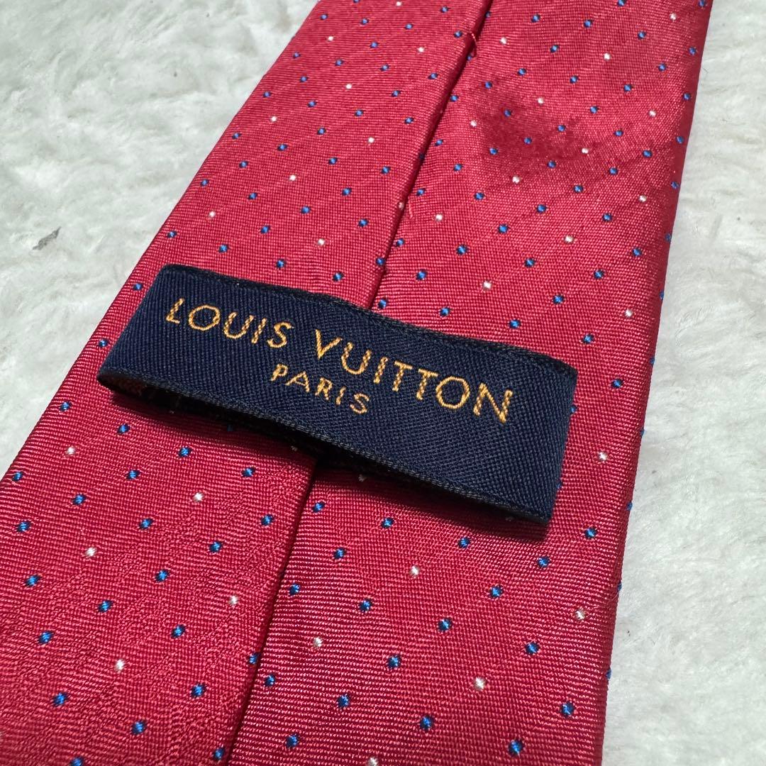 美品！ルイヴィトン 現行　ネクタイ レッド　ドット　モノグラム　クラヴァット