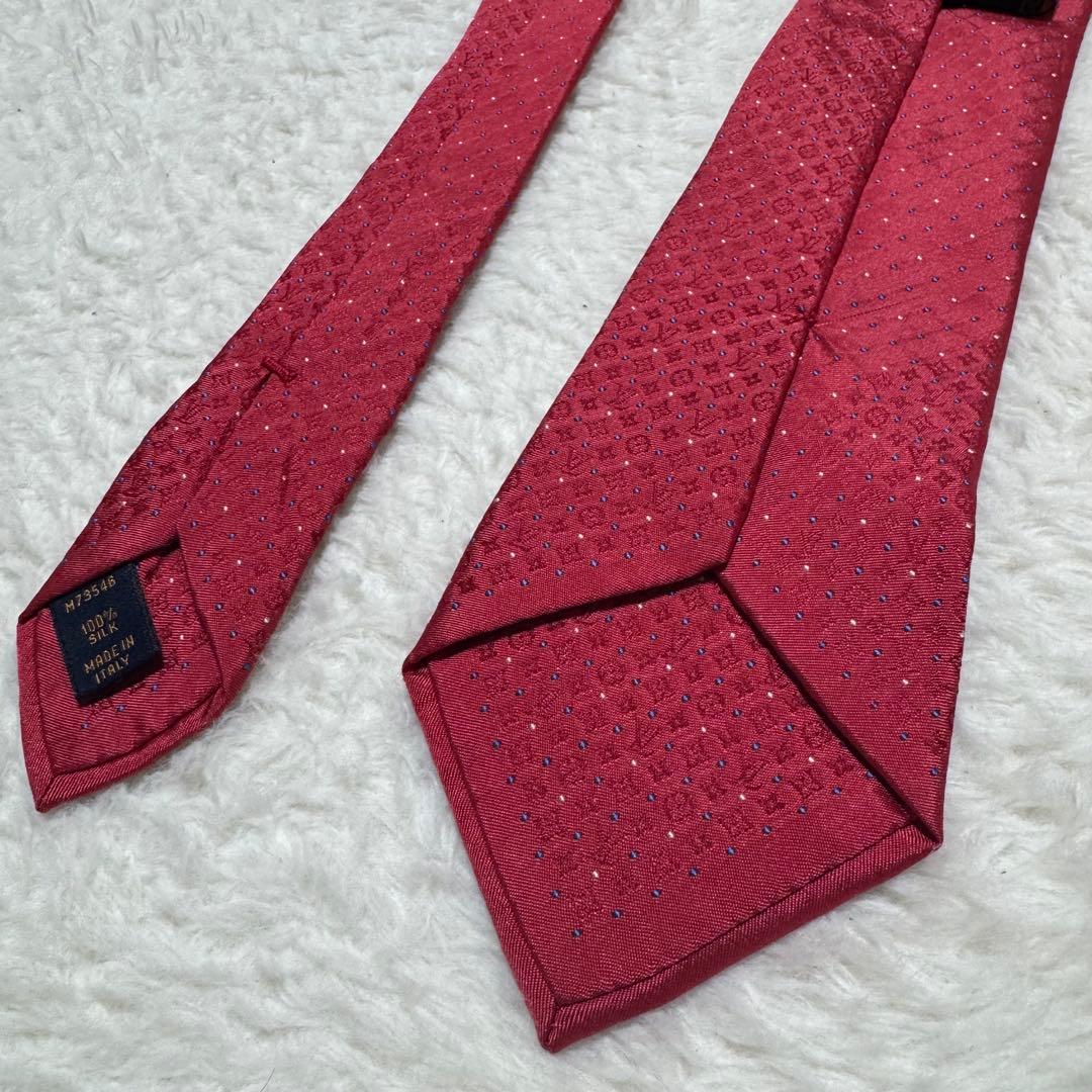 美品！ルイヴィトン 現行　ネクタイ レッド　ドット　モノグラム　クラヴァット