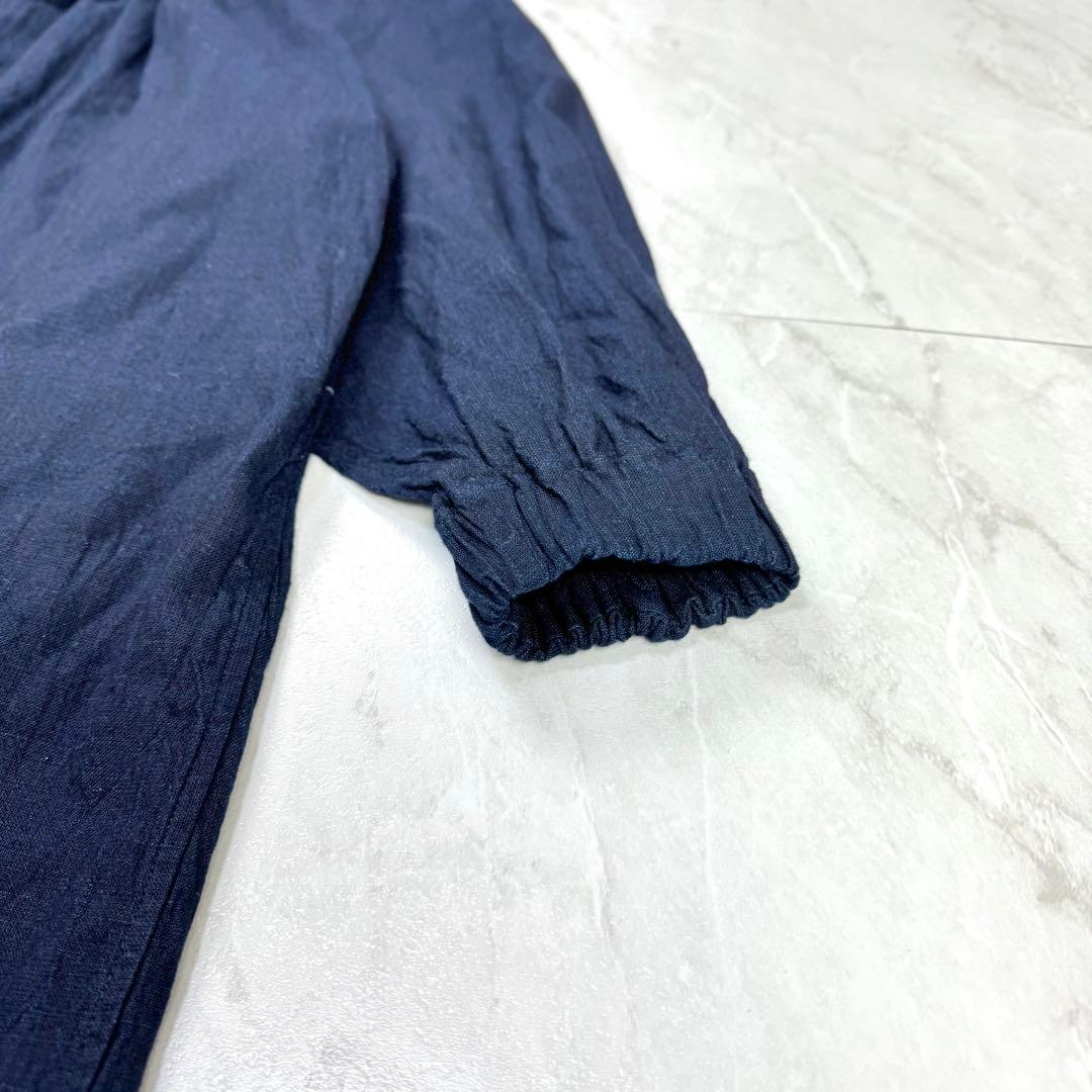 極美品 45R カットワークのチロルドレス インディゴ ロングワンピース