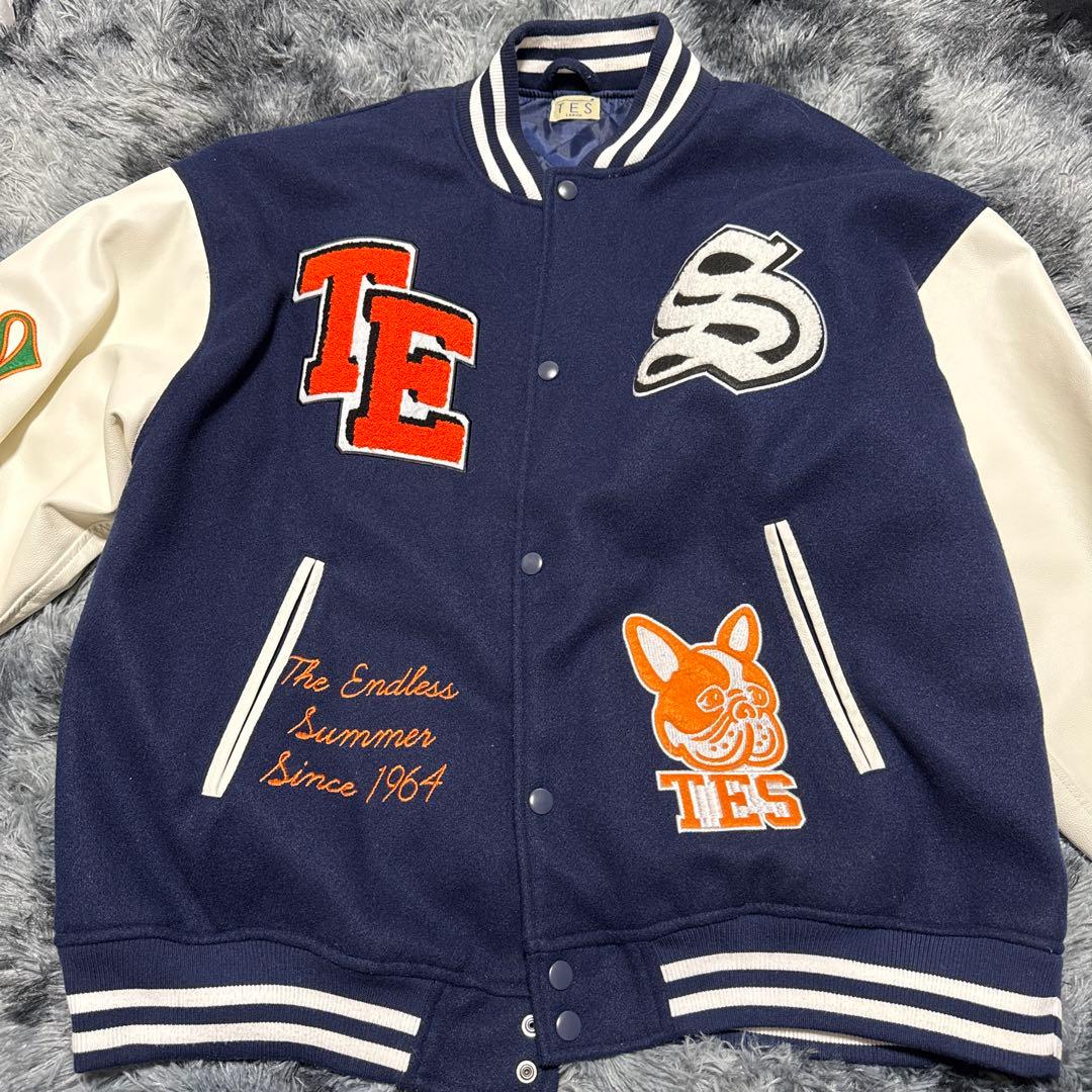 TES スタジャン ネイビー ホワイト　Lサイズ