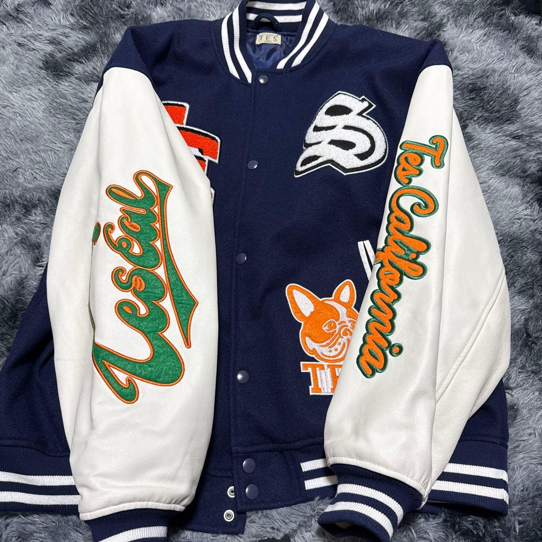 TES スタジャン ネイビー ホワイト　Lサイズ