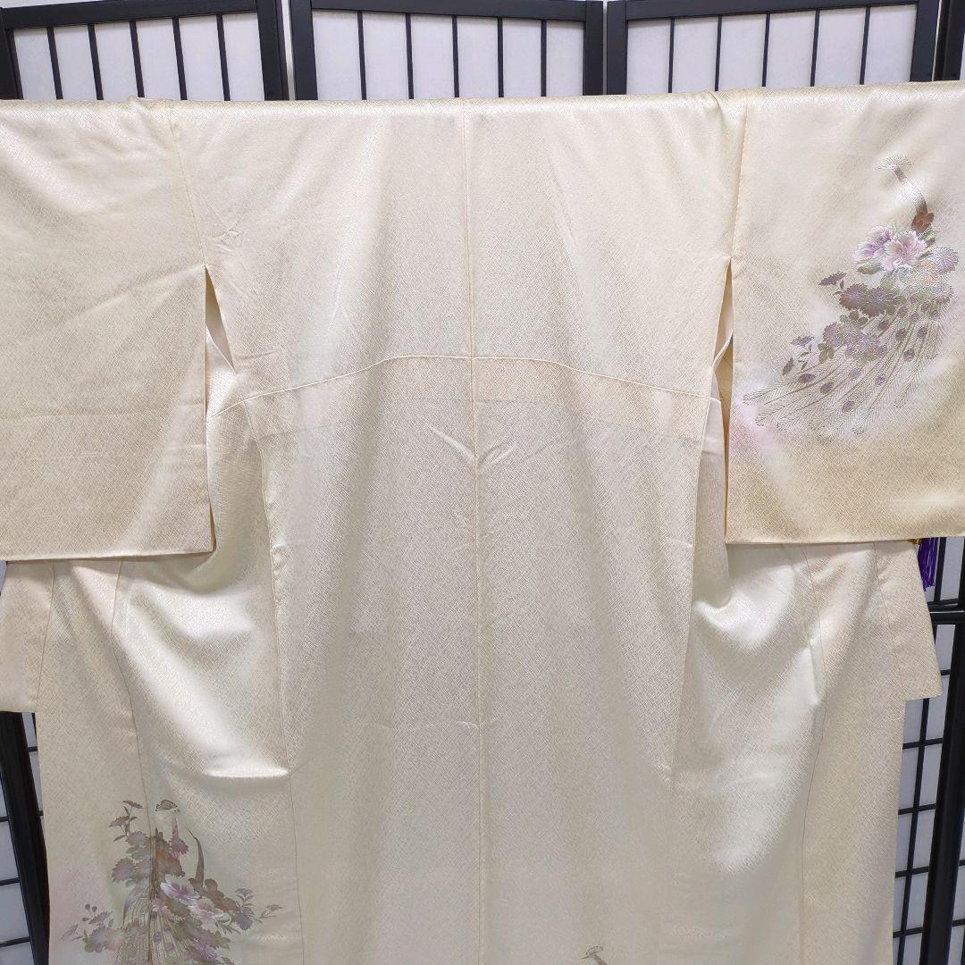 【正絹　袷附下げ】クリーム地に刺繍・箔のせ　163㎝前後　セミフォーマル　305