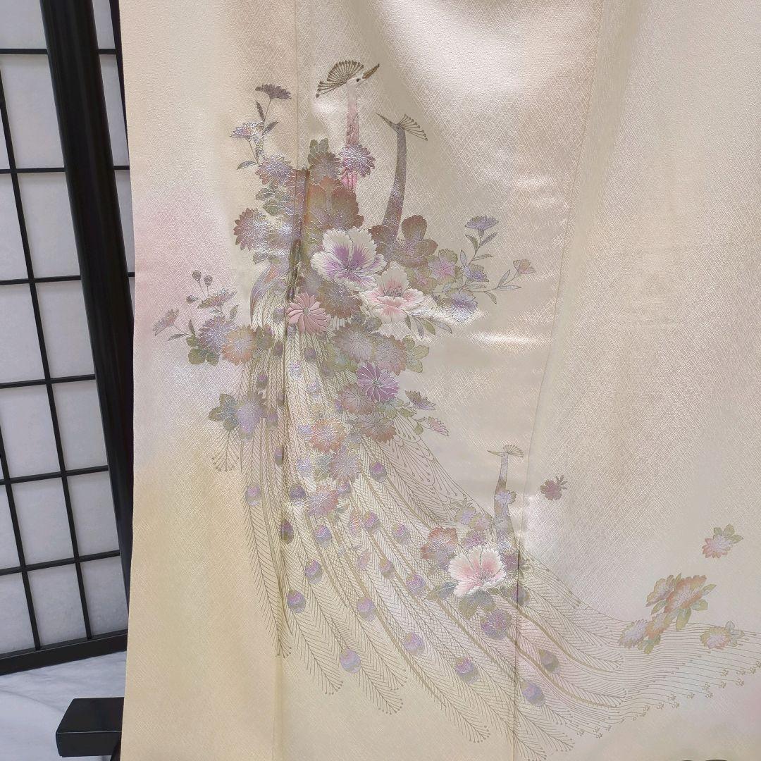 【正絹　袷附下げ】クリーム地に刺繍・箔のせ　163㎝前後　セミフォーマル　305